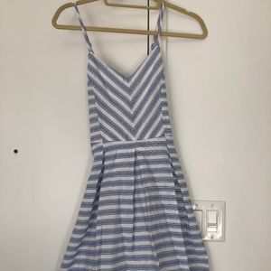 Fun Girly Preppy Blue White Striped Dress She &Sky